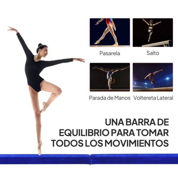 Barra de Equilibrio Gimnasia Plegable 210 cm Barra de Gimnasia Artística para Niños Adultos Entrenamiento en Casa Azul - Imagen 6