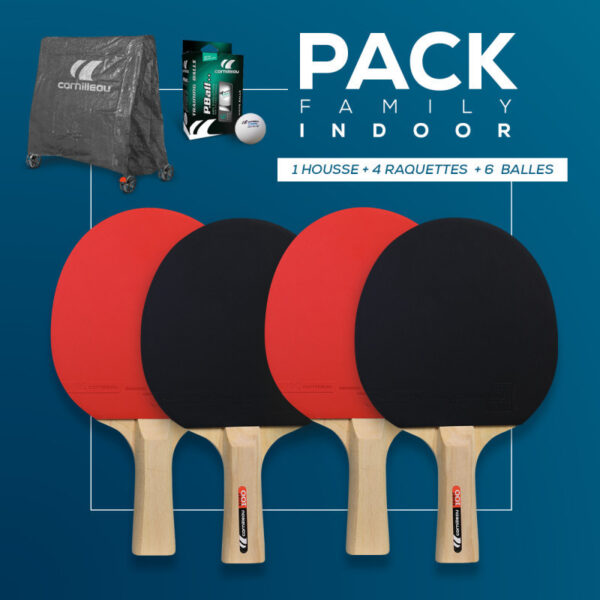Family park indoor raqueta ping pong   CORNILLEAU Family Pack Indoor CONSTA 4 RAQUETAS,BOLAS Y FUNDA MESA INTERIOR,