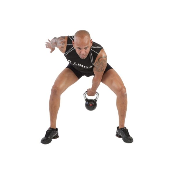 Kettlebell de caucho con mango cromado NEGRO PESA RUSA - Imagen 2