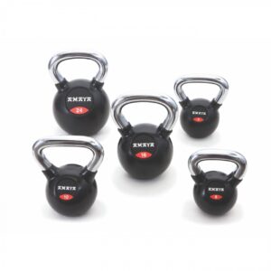 Kettlebell de caucho con mango cromado NEGRO PESA RUSA